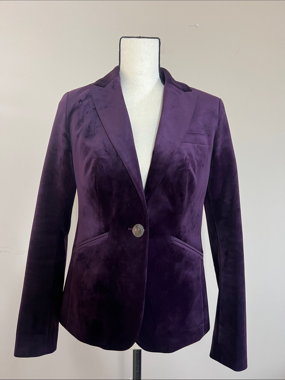 🍆👾♉️🍠Willow Glenn Women's Purple Velvet Single-Button Blazer - Picture 1 of 10